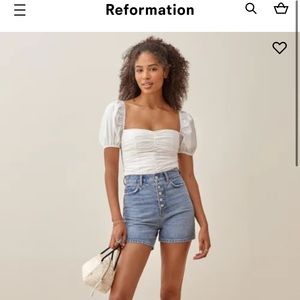 Reformation Amy Button Fly High Rise Jean Shorts